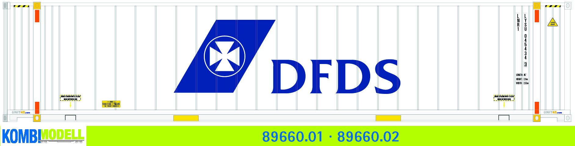 Kombimodell 89660.01 WB-A Ct 45` Reefer DFDS altes Logo  SoSe 